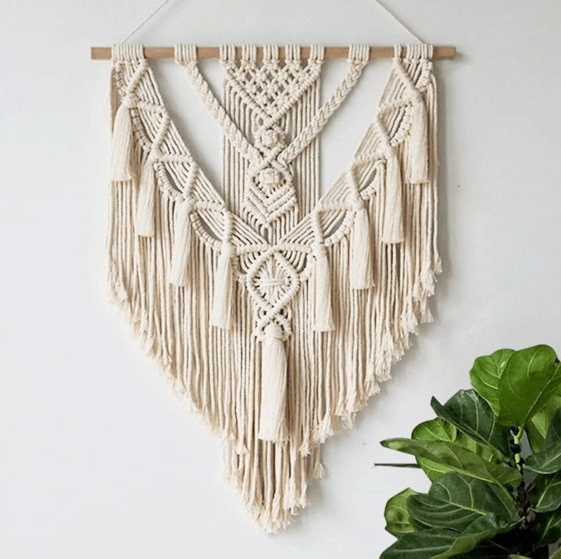Panier De Rangement En Corde De Coton Avec Pompons - Bohème Chic - Dimensions 28x28x8 Cm - Blanc - Pour Jouets, Linge, Décoration